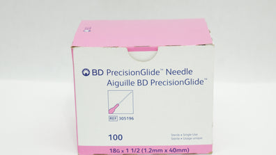 BD 305196 PrecisionGlide Ndle 18G x 1-1/2 inch - Box of 100